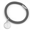 Gray Lamb Leather White Medical Silver Charm Bracelet